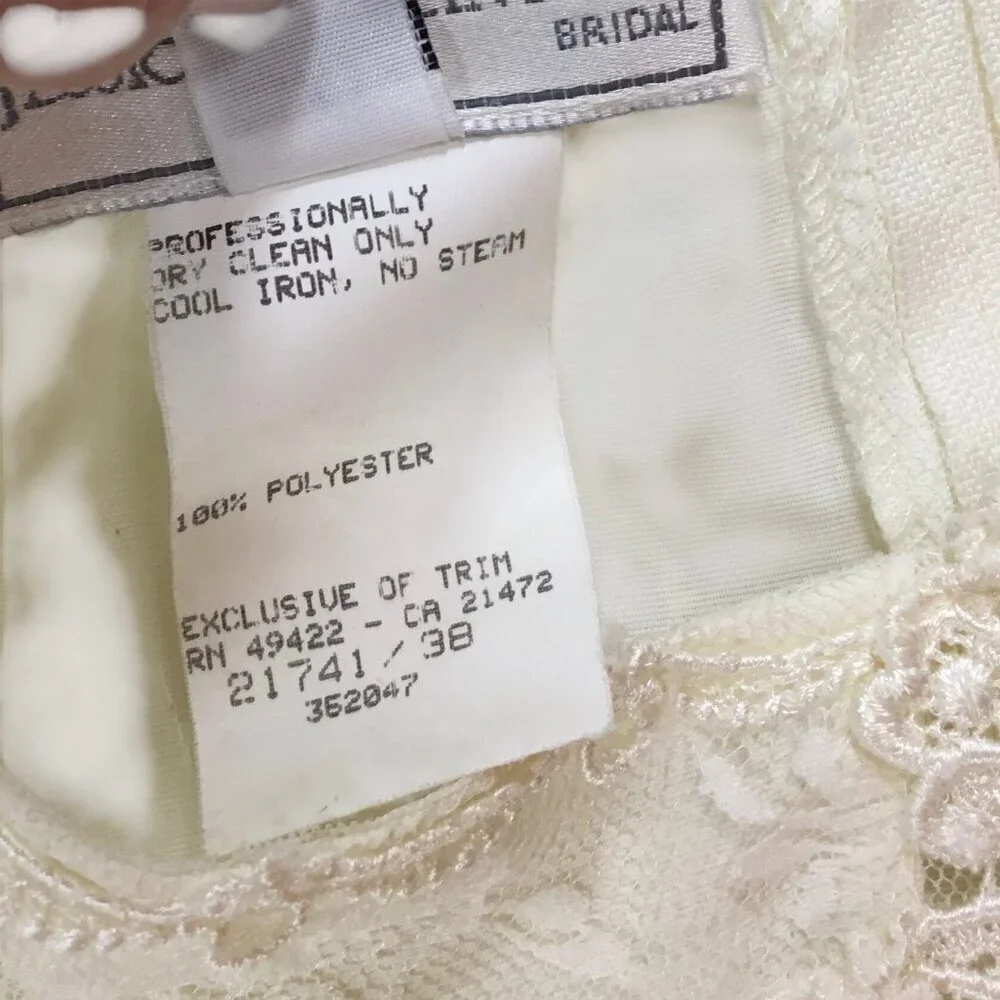 Jessica McClintock Bridal Dress Gown Vintage Lace Drop Waist Size 18W Plus Ivory